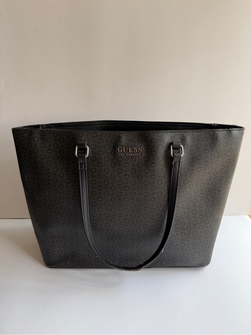 Guess Black Monogram Tote Bag Shoulder Purse